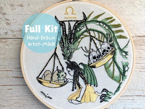 Libra Zodiac Full Embroidery Kit: Dragons & S...