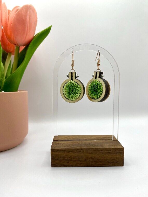 Handmade Punch Needle Earrings - “Buttercup...