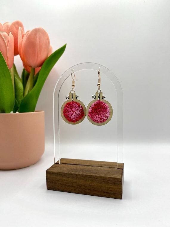 Handmade Punch Needle Earrings - “Blossom...