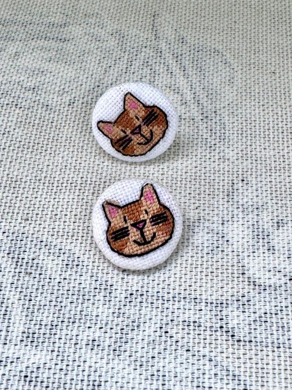 Cute stud earrings with cat faces. A jewelry ...
