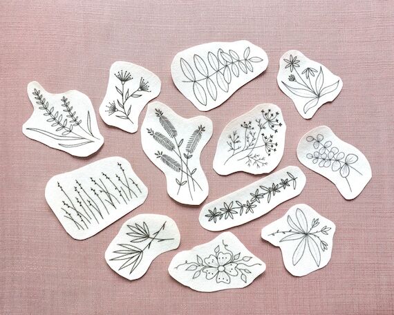 12 stick and stitch pre-printed embroidery de...