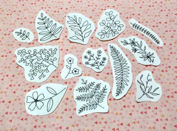 13 stick and stitch pre-printed embroidery de...