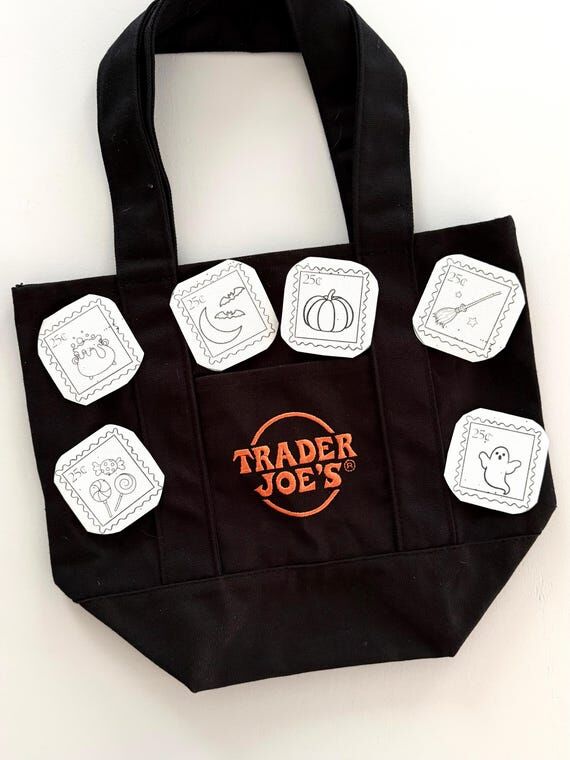 Black Trader Joe’s Tote Bag | Halloween Emb...