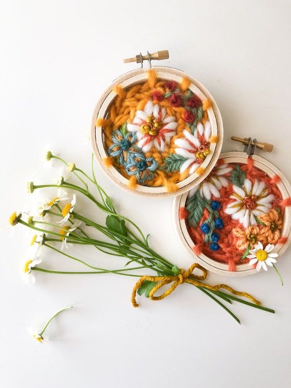 Persimmon Floral Embroidery Hoop Art: Beaded ...