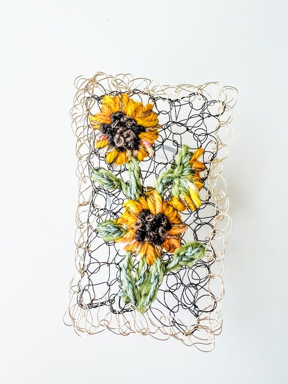 Wire Embroidered Sunflower Brooch Pin: Fiber ...