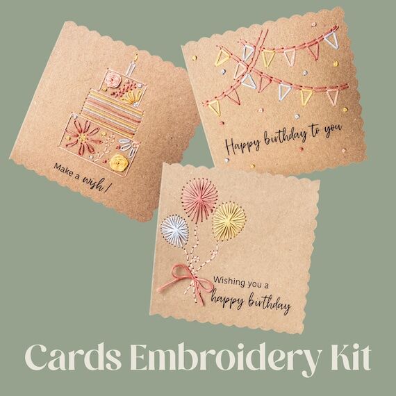 Birthday Cards Embroidery Kit: Beginner Hand ...