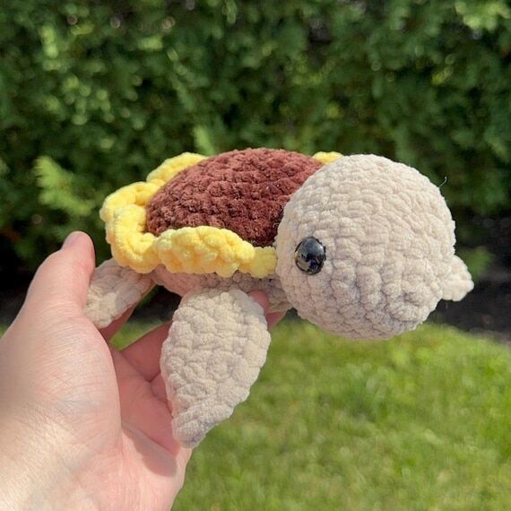 Mini Sunflower Turtle, Crochet Turtle Plushie...