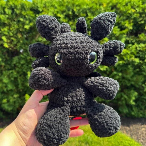Black Night Fury Plushie, Amigurumi Black Nig...