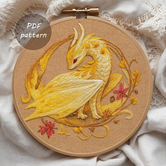 Golden Dragon Embroidery Pattern | Majestic O...