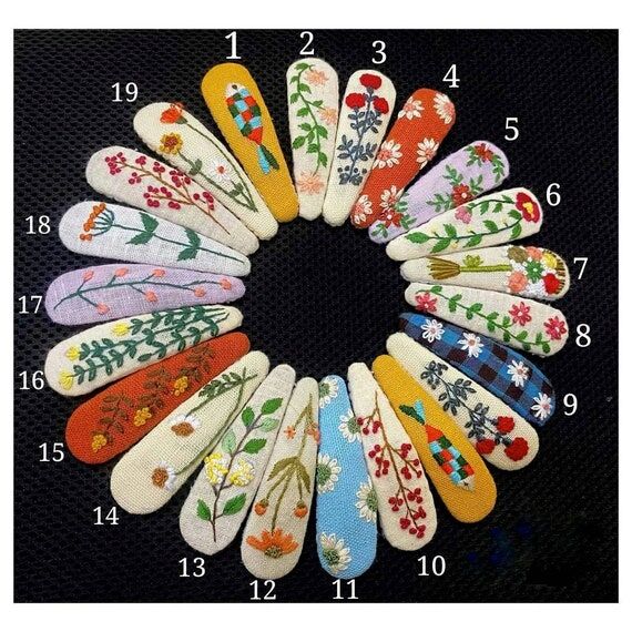 Handmade Linen Teardrop Hair Barrettes For Wo...