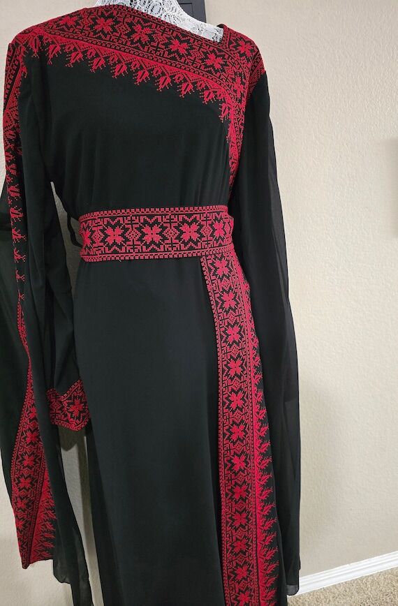 Palestinian Embroidery Red/Black Dress...