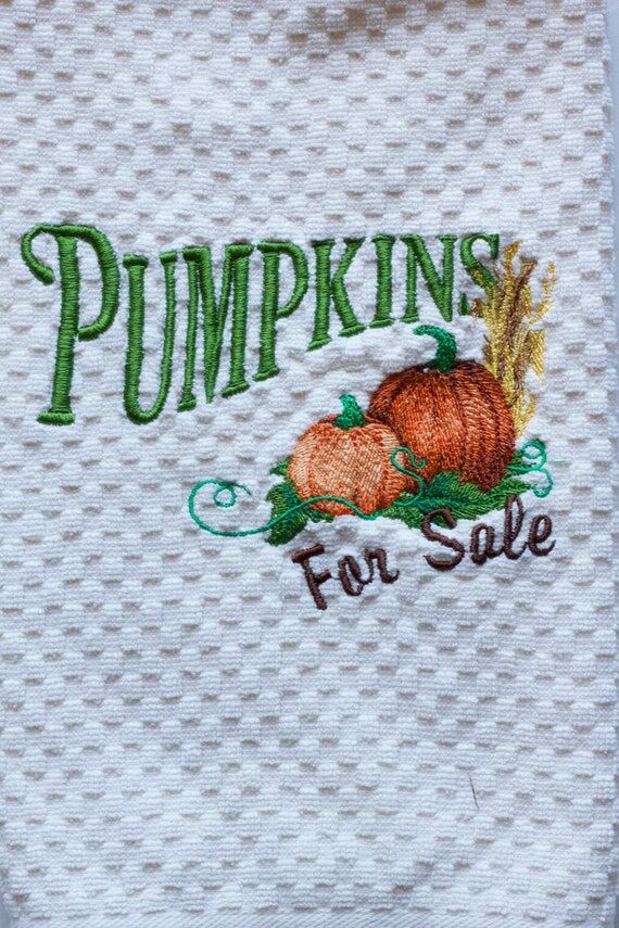 Machine Embroidery Towel, Fall Towel, Embroid...