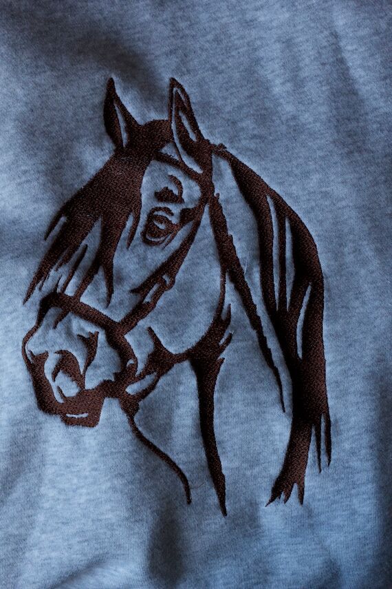 Horse Embroidery Poly Cotton Sweatshirt, Mach...