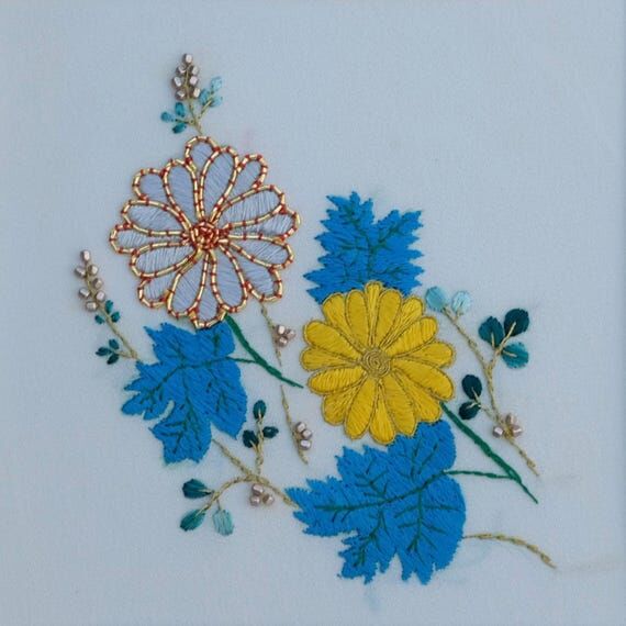 Japanese Hand Embroidered Daisy Flowers – H...