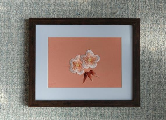 Hand Embroidered Plum Blossom Wall Art, Tradi...