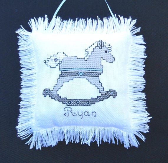 Cross Stitch Baby Pillow Boy or Girl Keepsake...