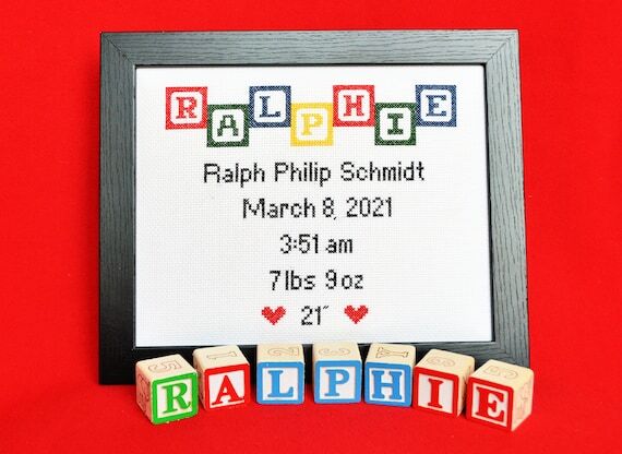 Baby Building Blocks Toy Birth Announcement 8...
