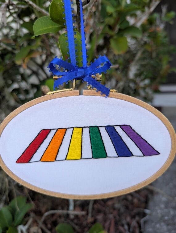 Pulse pride crosswalk handmade embroidery; ho...