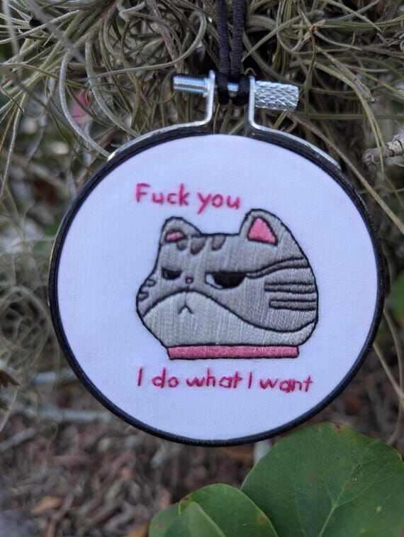 Mad cat handmade 3" embroidery hoop; hom...