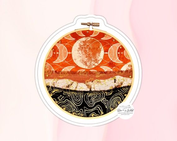 3" Sticker - Moon Mountain Landscape - D...