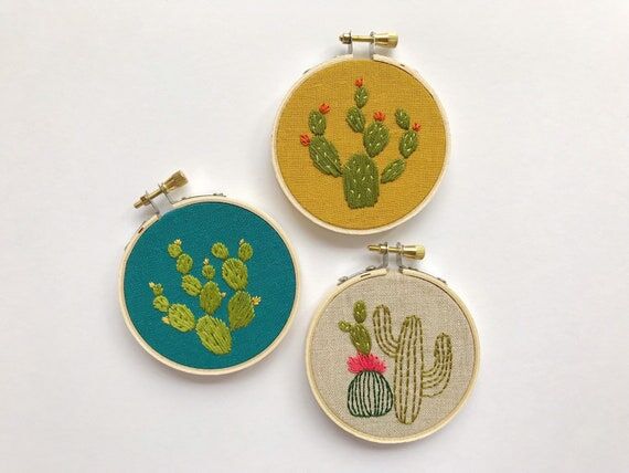 Cactus embroidery / floral embroidery / home ...