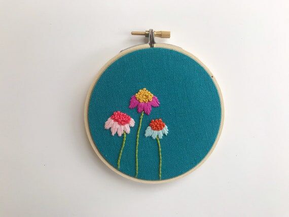 Floral Embroidery Hoop, Handmade Love Gift (4...