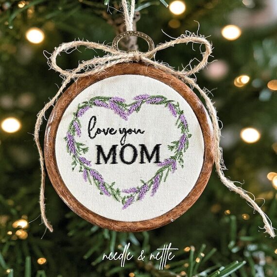 Embroidered Mother's Day Ornament, Gift For M...