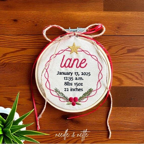 Custom Embroidered Christmas Ornament, Newbor...