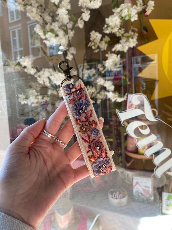 Handmade keychain - gift bohemian indian embr...