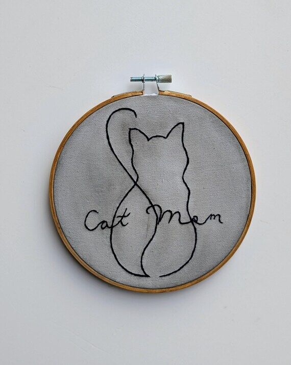 Personalised Cat Embroidery Hoop, Custom Cat ...
