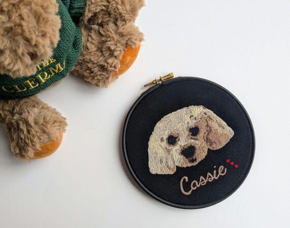 Custom Pet Portrait Embroidery Hoop: Personal...