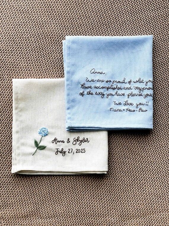 Custom Embroidered Wedding Handkerchief: Pers...