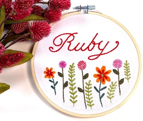 Personalized Floral Embroidery Kit: DIY Name ...