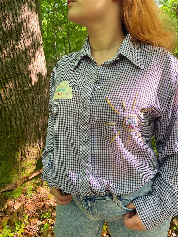 Rainy or Sunny Black And White Shirt thrifted...