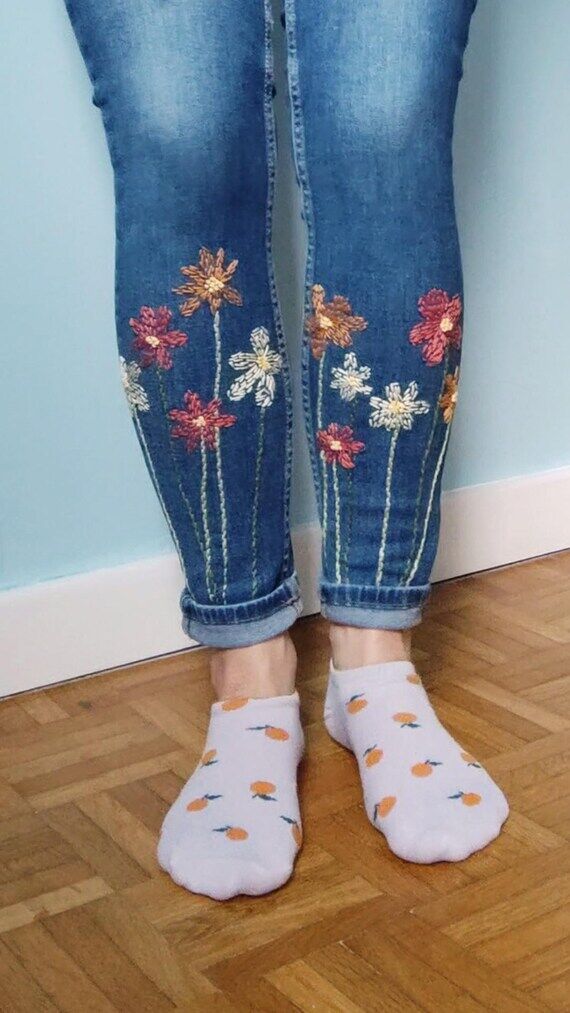 Garden Jeans thrifted & handmade embroidery...