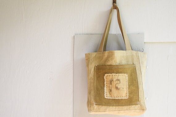 Worm Tote Bag, Farmers Market Tote, Hand Embr...