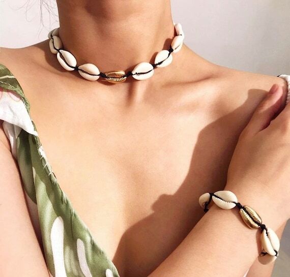 Cowrie shell necklace and bracelet combo...