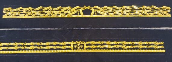 Hand Embroidered Gold Bullion Wire Trim | Gol...