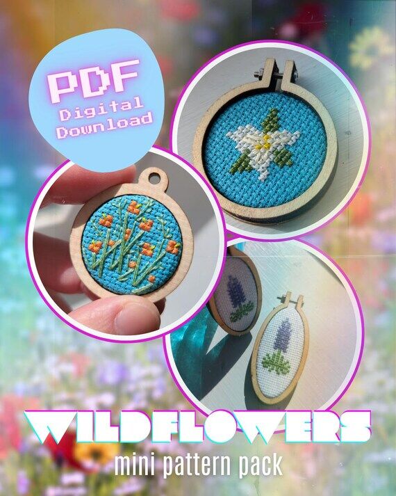 Wildflower Mini Cross Stitch Pattern Bundle |...