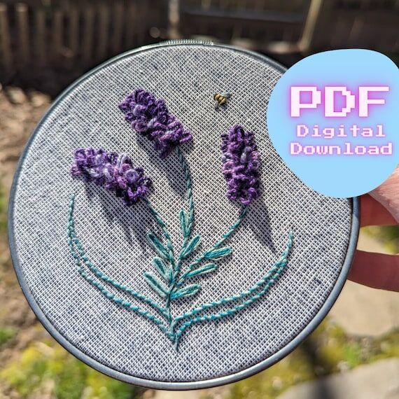 Lavender Embroidery Pattern: Beginner Friendl...