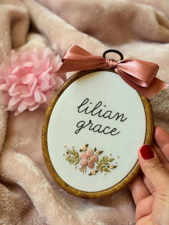 Personalized Hand Embroidered Floral Name Hoo...