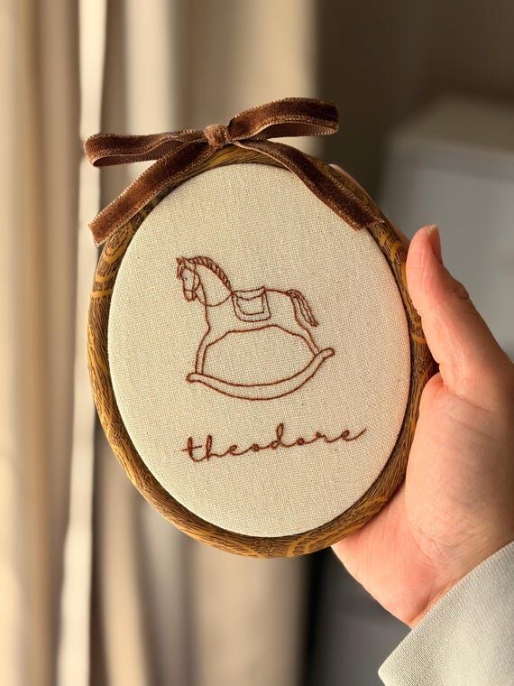 Custom Rocking Horse Baby Name Sign, Handmade...