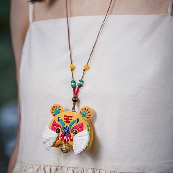 Little Tiger Amulet DIY Embroidery Kit, Fortu...