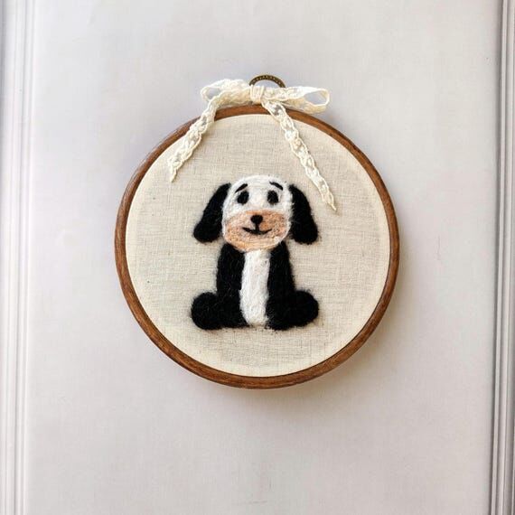 Needle Felted Puppy Embroidery Hoop: Nursery ...