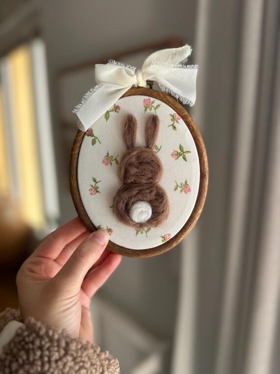 Needle Felted Bunny Wall Decor: Handmade Nurs...
