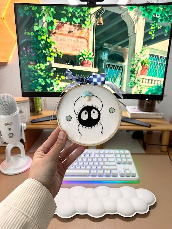 Spirited Away Soot Sprite Embroidery Mushroom...