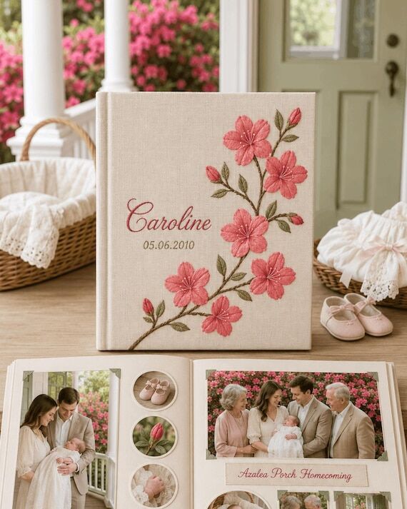 Personalized Newborn Photo Album, Baby Girl M...