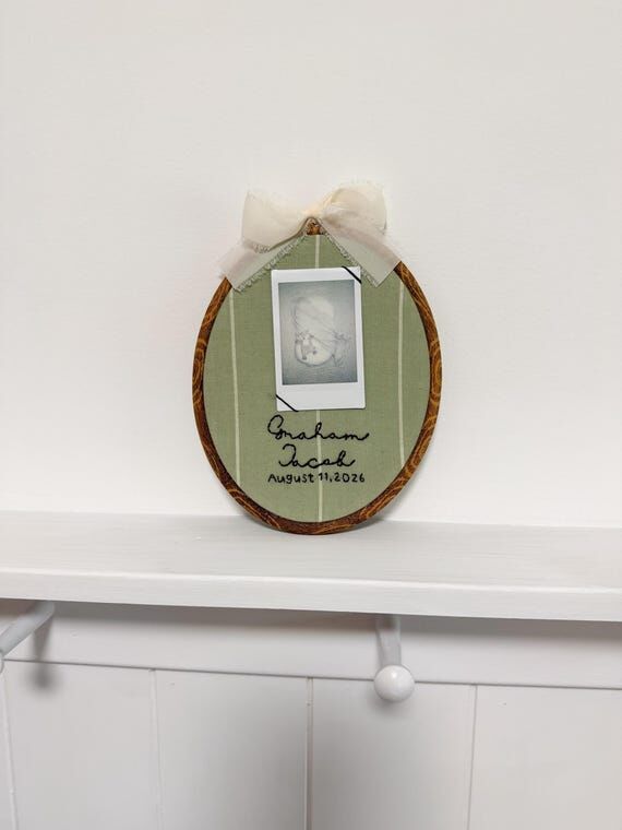 Personalized Newborn Photo Embroidery Hoop | ...
