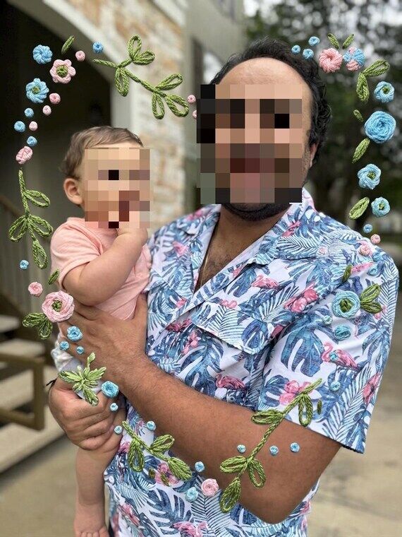 Custom Hand-Stitched father Portrait Embroide...