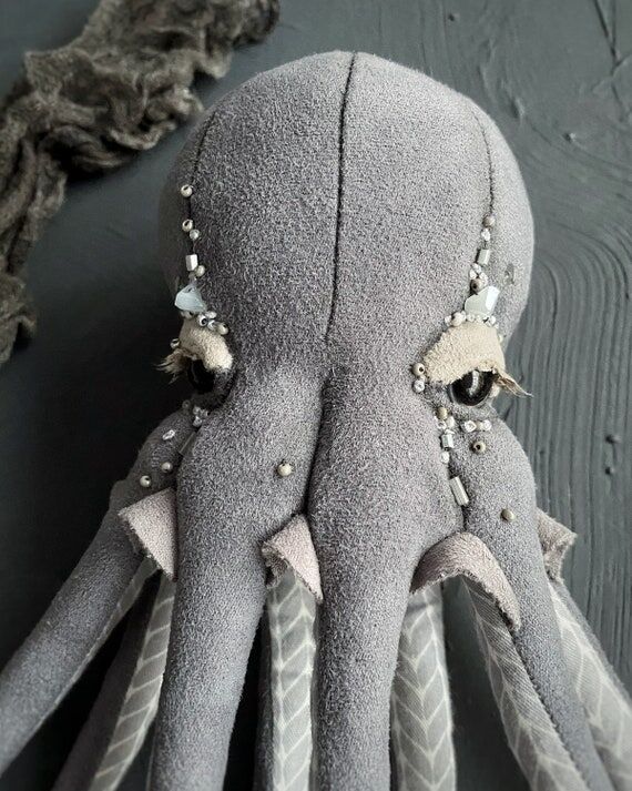 Handmade textile octopus toy. Unique gift for...